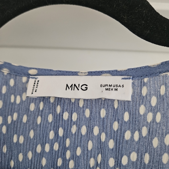 Mango Patterned Blue Long Sleeve Dress - Picture 8 of 8